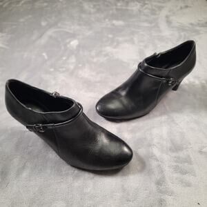 ECCO Women’s Black Leather Ankle Booties Heels Size 37 / US 6.5-7 Pumps